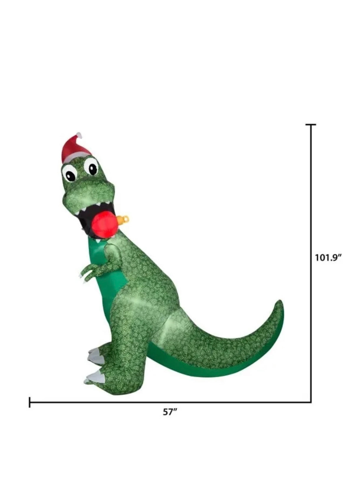 Holiday Time Inflatable T Rex with Christmas Ornament  8.5 Ft Tall