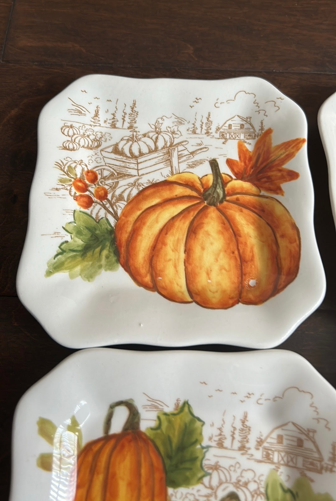 MAXCERA Set 4 Pumpkin GIVE THANKS Thanksgiving Dessert Appetizer Plates