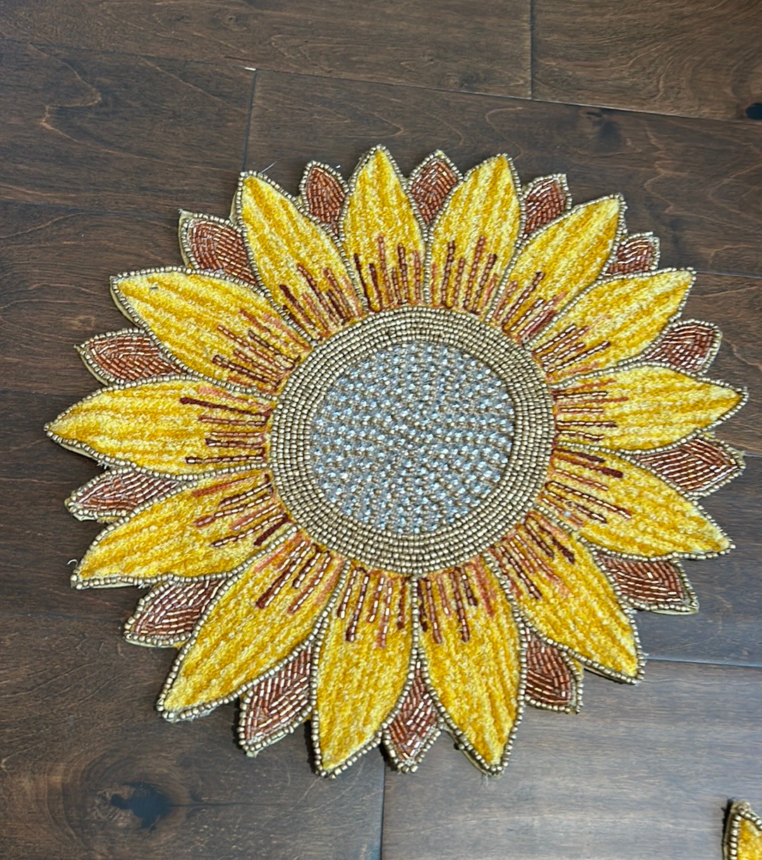 Nicole Miller Beaded Sunflower Charger Placemat Fall Decor