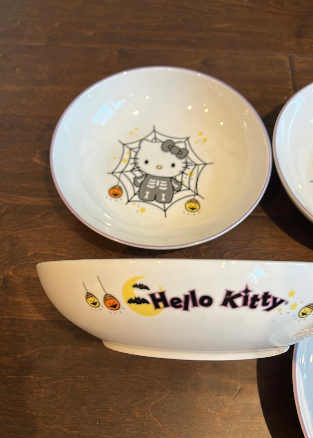 Hello Kitty Halloween Pasta Bowls 2023 Set Of 4 Spiderweb Pumpkin New