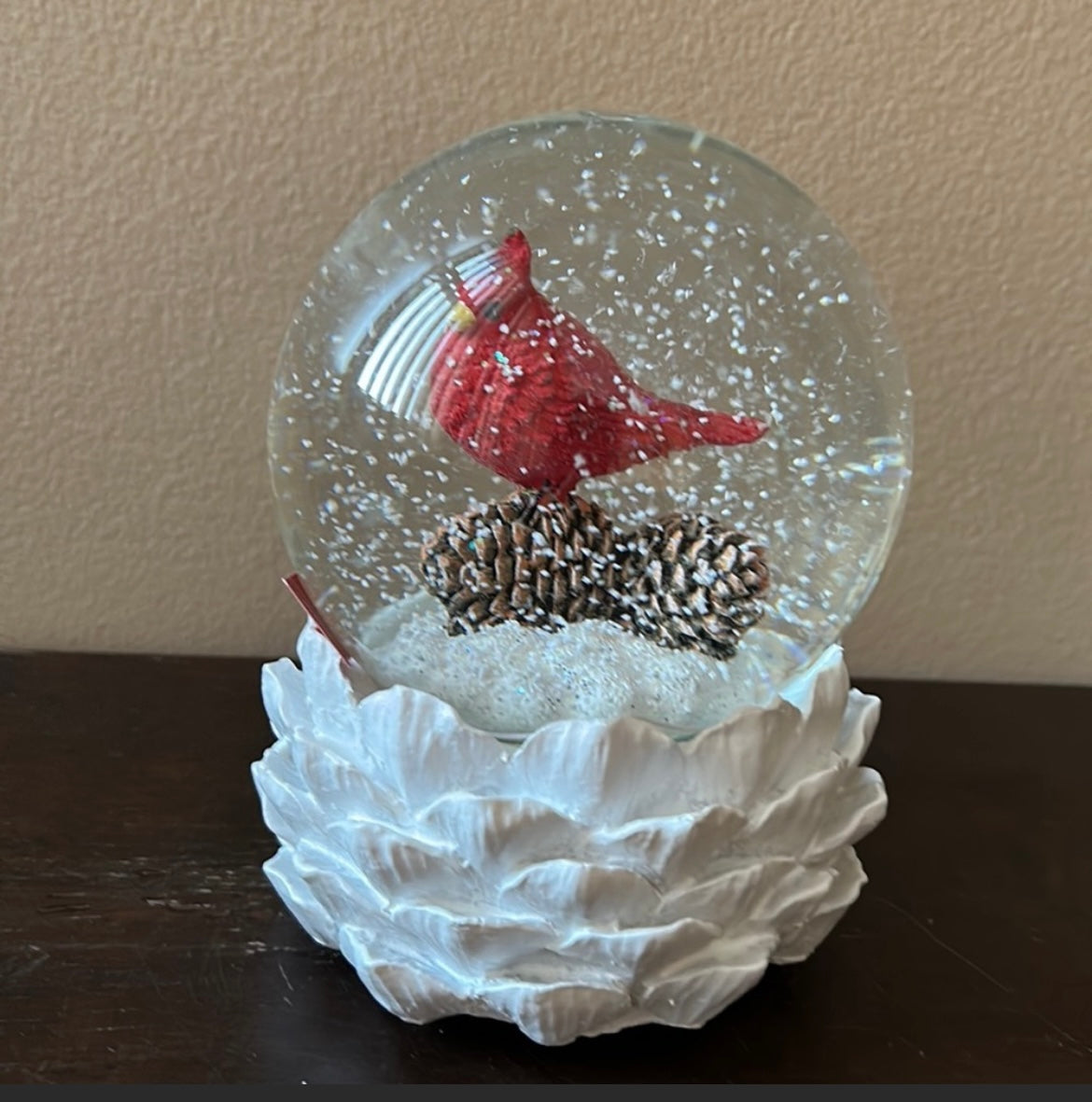 Martha Stewart Red Cardinal Snow globe Musical New Christmas Holiday