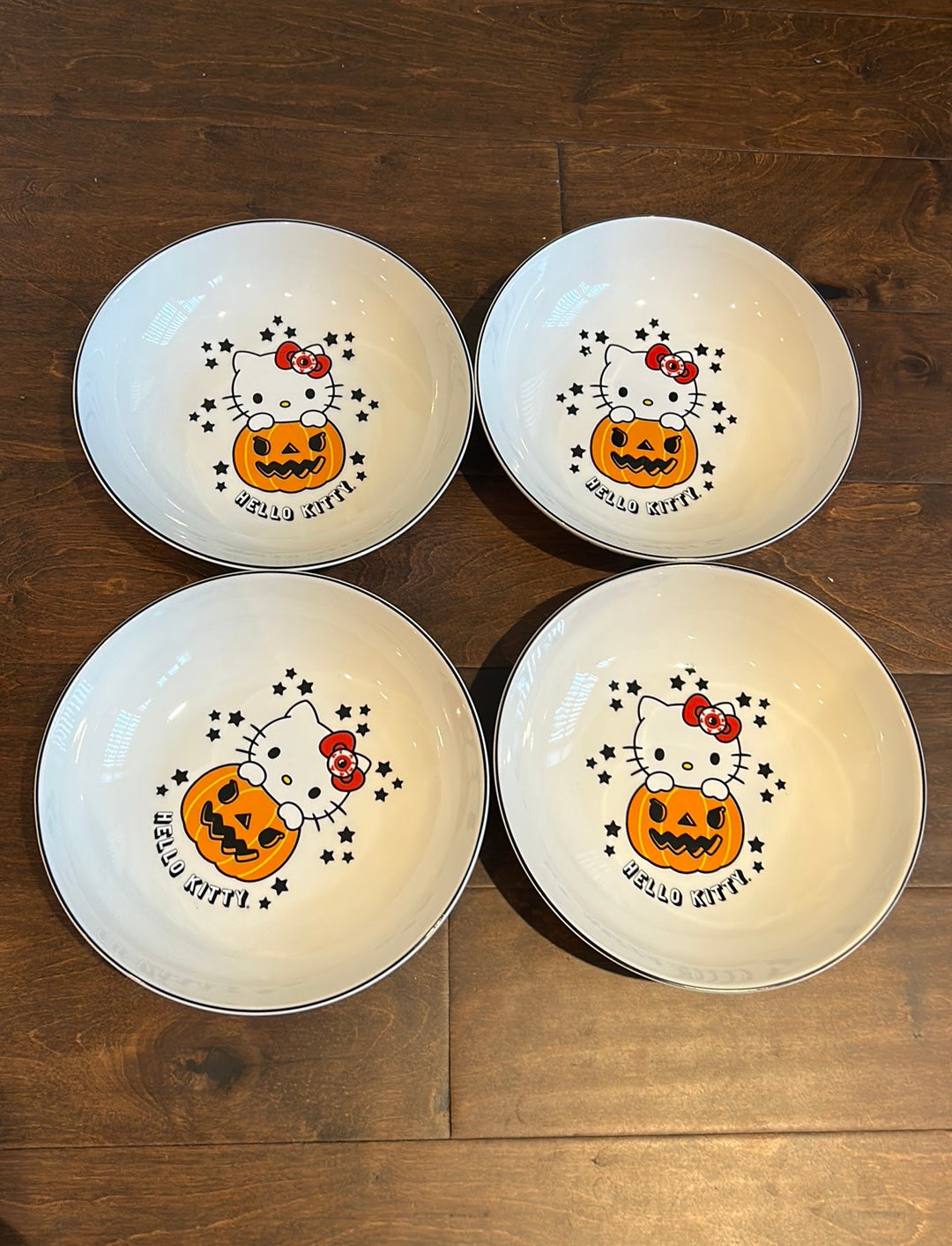 Hello Kitty Halloween Pasta Bowls 2023 Set Of 4 Spider Pumpkin New