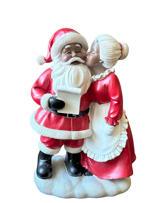 Cute Mr & Mrs Santa Claus Kissing African American Tabletop New