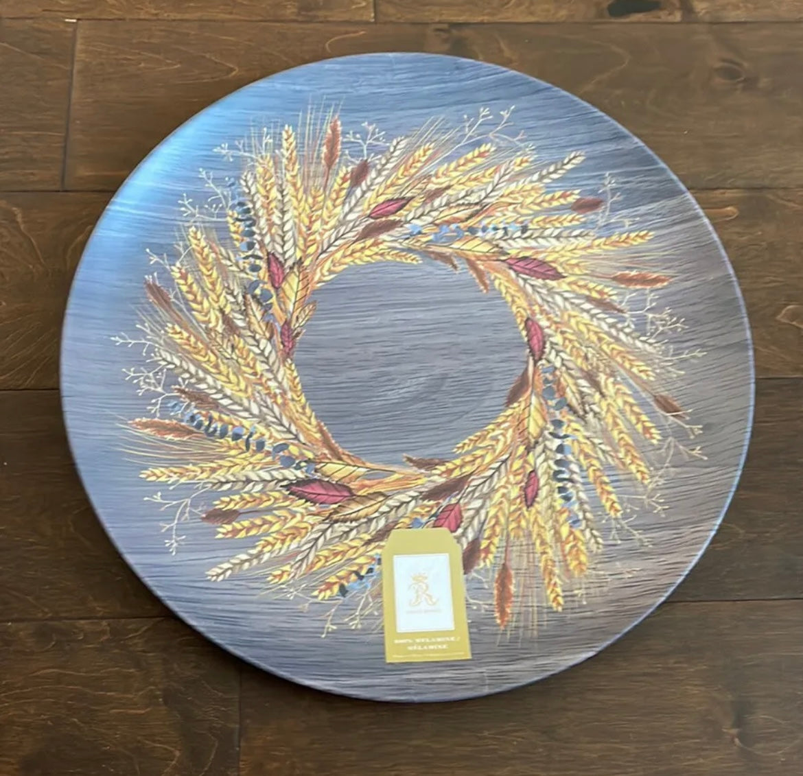 Rachel Ashwell Fall Thanksgiving Hay Round Serving Platter 15” Melamine NWT