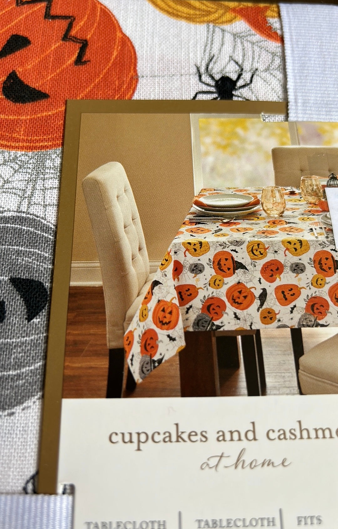 Cupcakes & Cashmere Halloween Tablecloth Pumpkins Black Cat 60”x102”