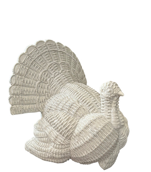 Beautiful White Turkey Basket Weave Design New Thanksgiving Decor