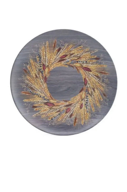 Rachel Ashwell Fall Thanksgiving Hay Round Serving Platter 15” Melamine NWT