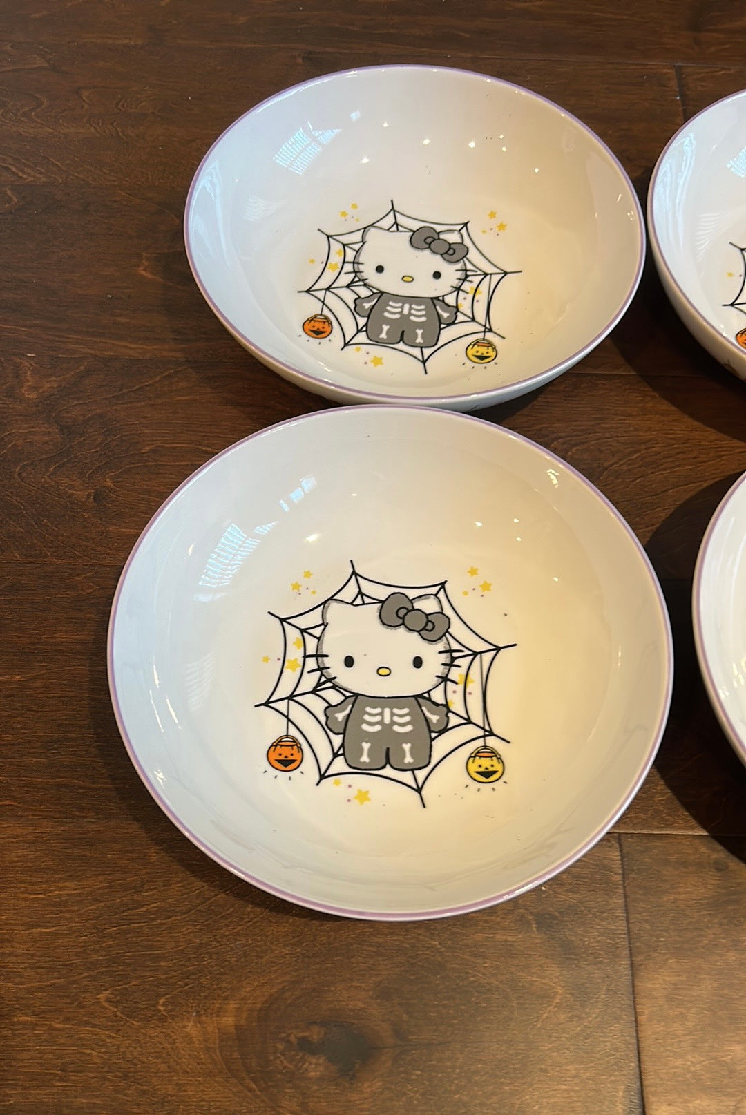 Hello Kitty Halloween Pasta Bowls 2023 Set Of 4 Spiderweb Pumpkin New