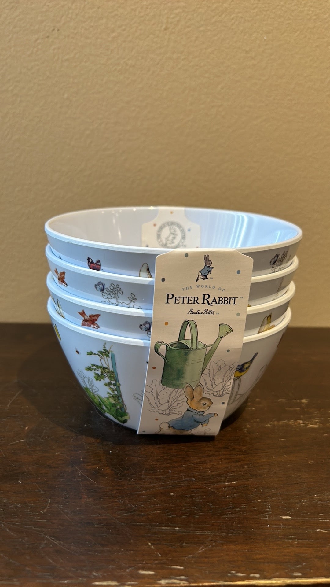 Beatrix Potter Peter Rabbit Set Of 4 Melamine Bowls New Easter Bunny Floral