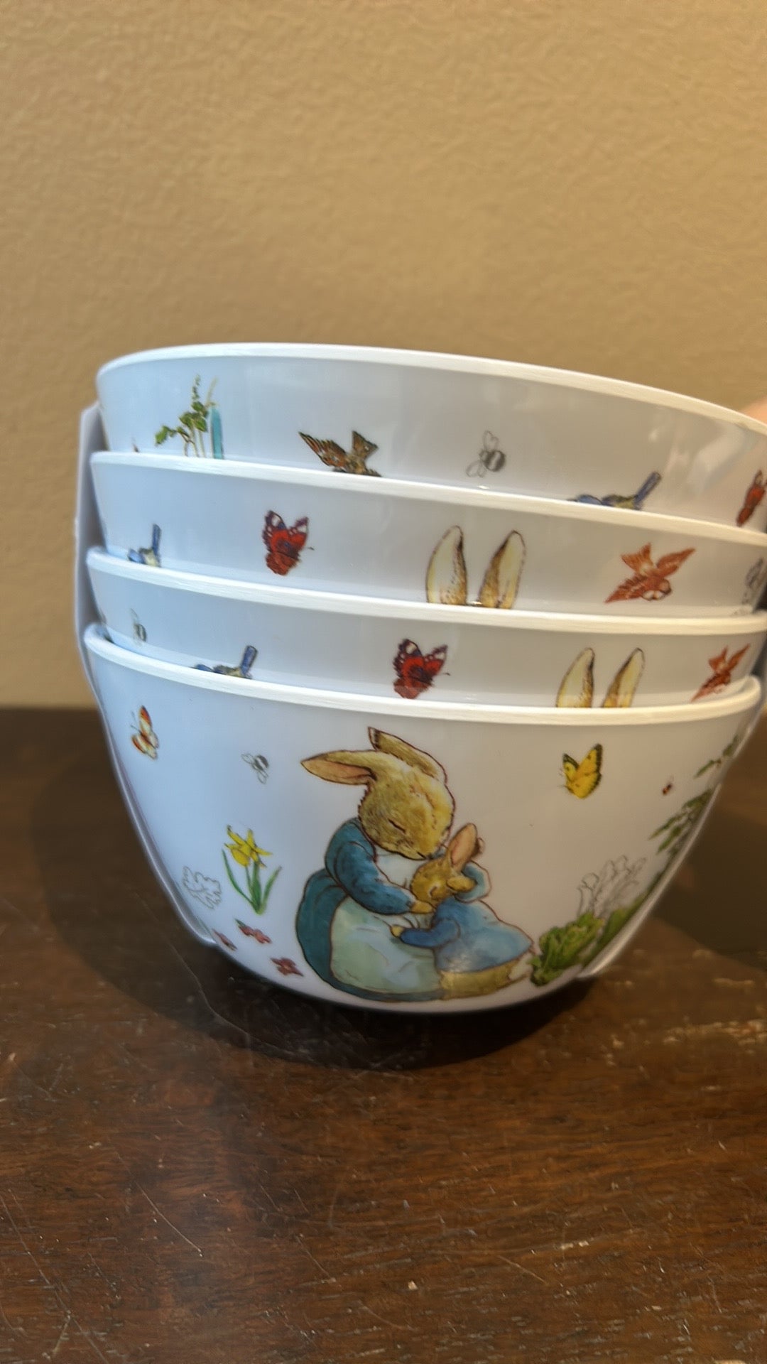 Beatrix Potter Peter Rabbit Set Of 4 Melamine Bowls New Easter Bunny Floral