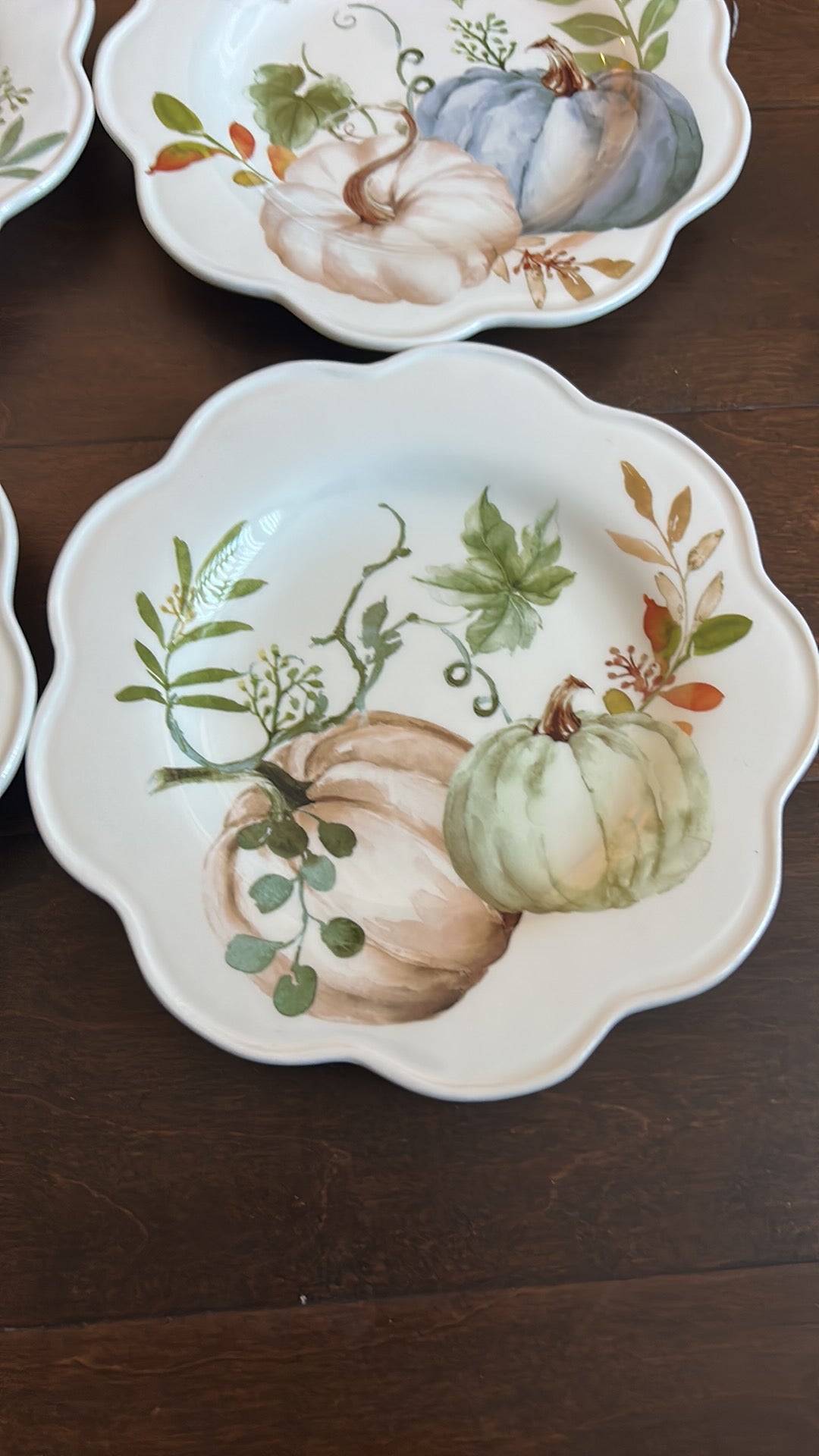 Potters Studio Scalloped Pumpkin print Salad  Plates set Of 4