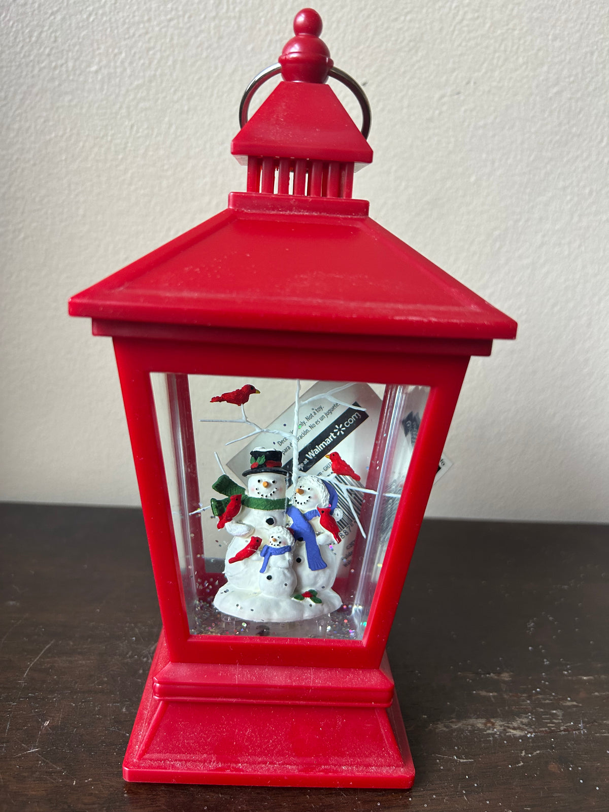 Holiday Time Christmas Lantern Snowglobe Snowman Red Cardinal Light Up New
