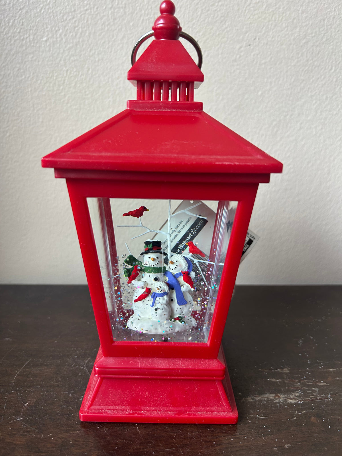 Holiday Time Christmas Lantern Snowglobe Snowman Red Cardinal Light Up New