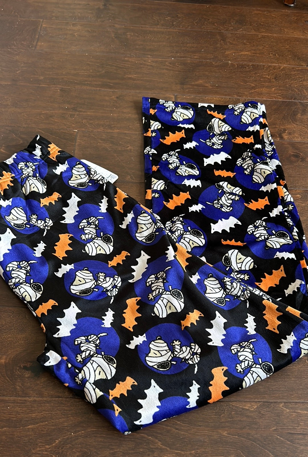 Peanuts Mens Halloween Mummy Snoopy Print Bats Pajama Pants New Velvet