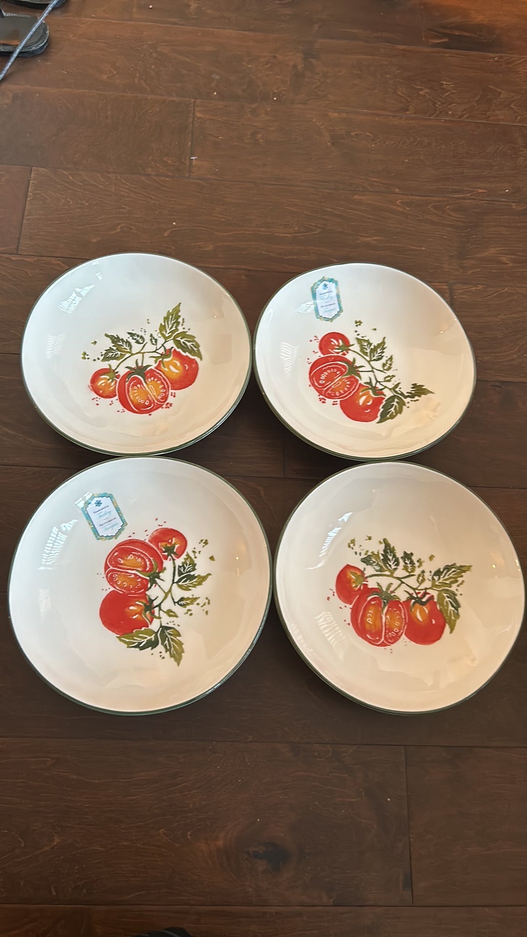 4 Papart Hand Painted Turkey Tomatoes Salad Bowls Italian Theme 9”