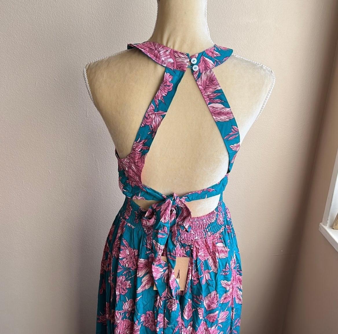 Abel the Label Anthropologie blue Charlie Maxi Dress NWT pink lilac sz XS   An absolutely gorgeous maxi dress with a colorful theme will be great for spring and summer .