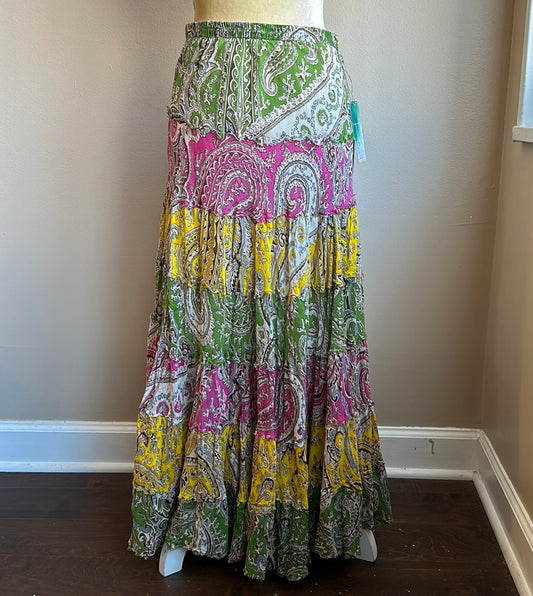 True Destinations Bohemian Skirt Long Maxi Flare Sz XL New Cotton Paisley