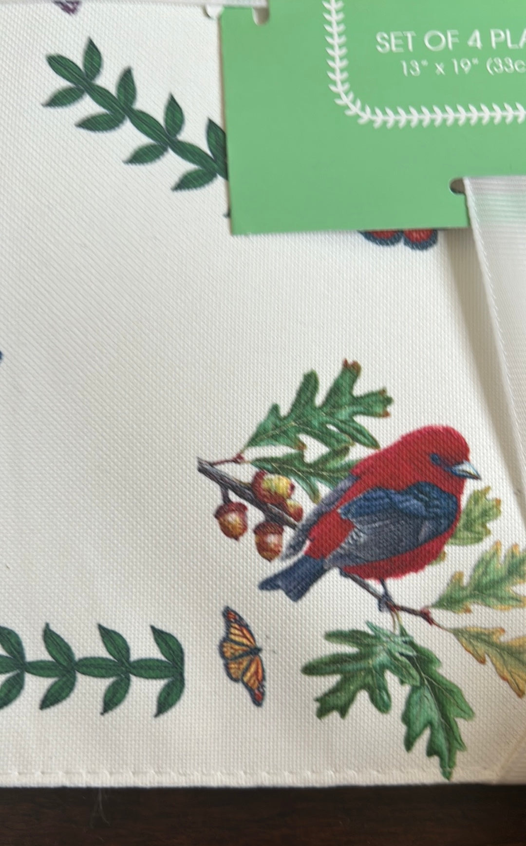 Portmeirion Set Of 4 Botanic Garden Floral Placemats New Birds Butterflies