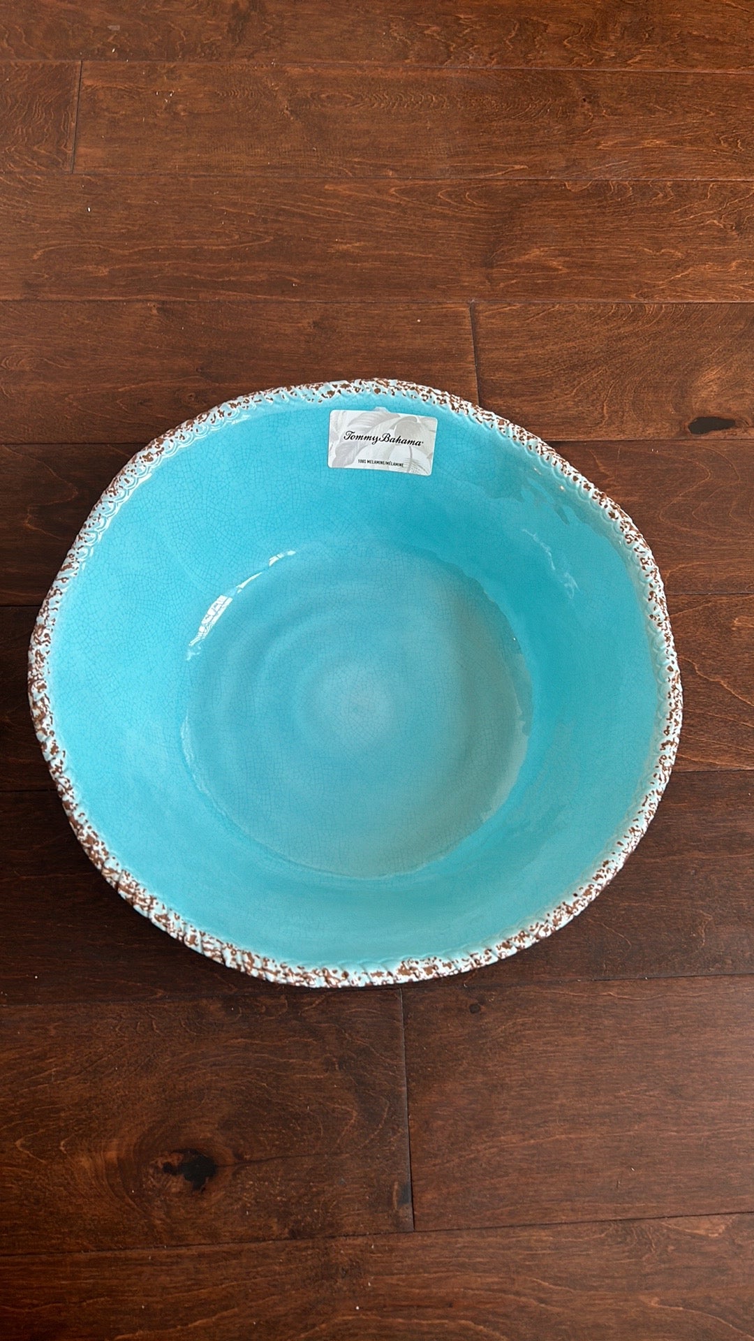 Tommy Bahama Large Salad Serving Bowl Melamine Blue  New 14"