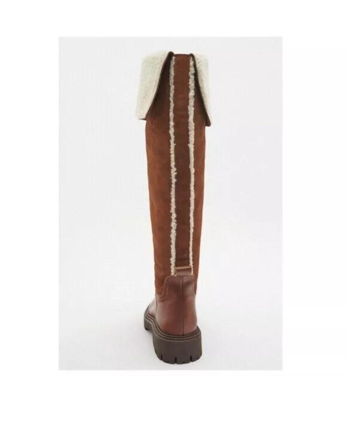 Zara Over The Knee Leather Suede Boots New Sz 7.5 Brown Shearling