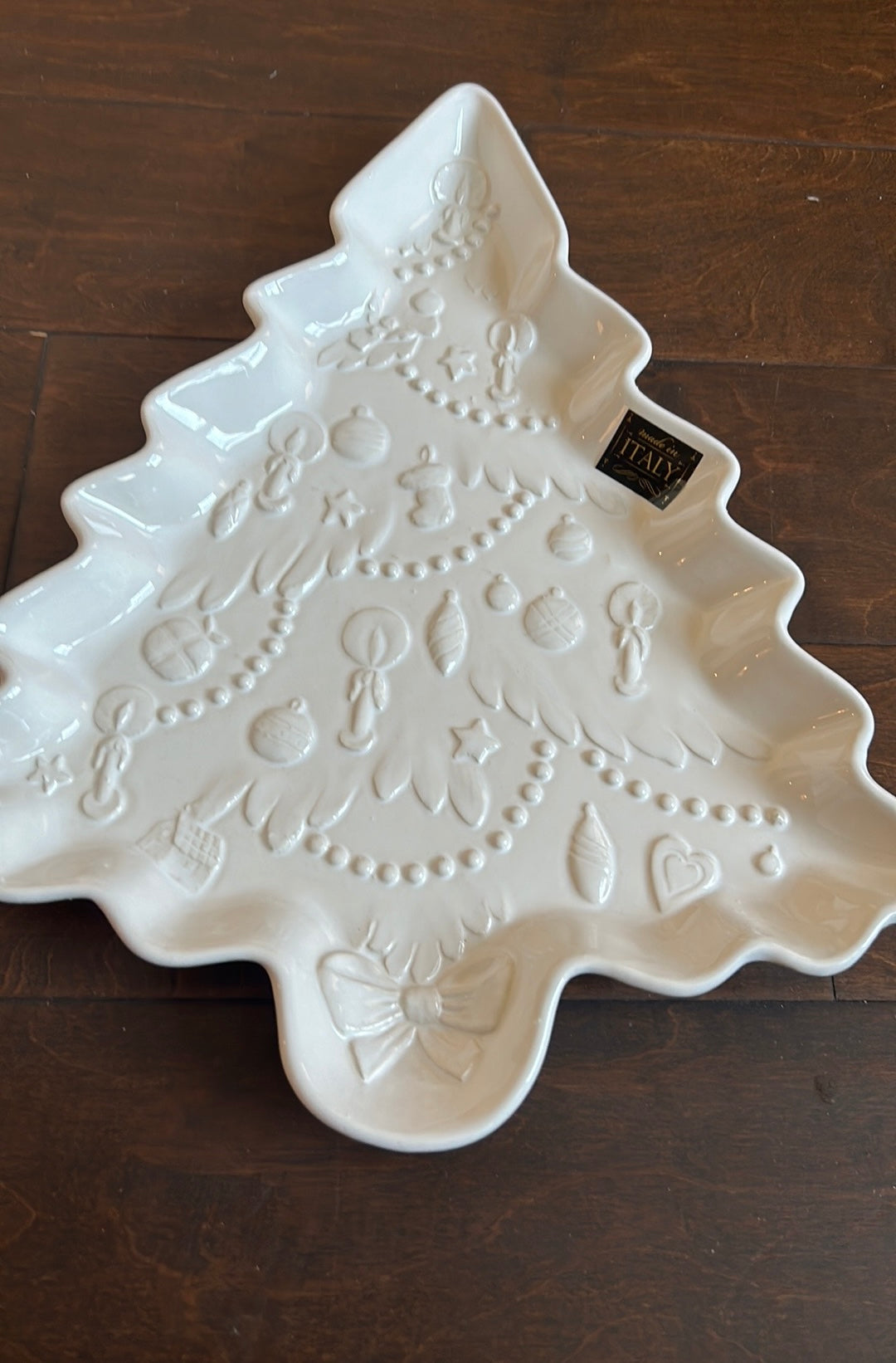 New Christmas Tree Shaped Platter Ceramiche Made In Italy Ivory