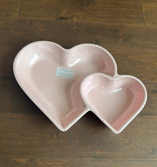 Cupcakes & Cashmere Pink Heart Shaped Melamine 16" Serving Platter Section Bowl