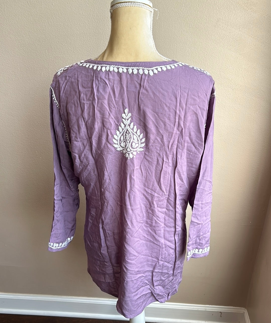 Women’s Purple  Embroidered Tunic Top Sz XL New Handcrafted