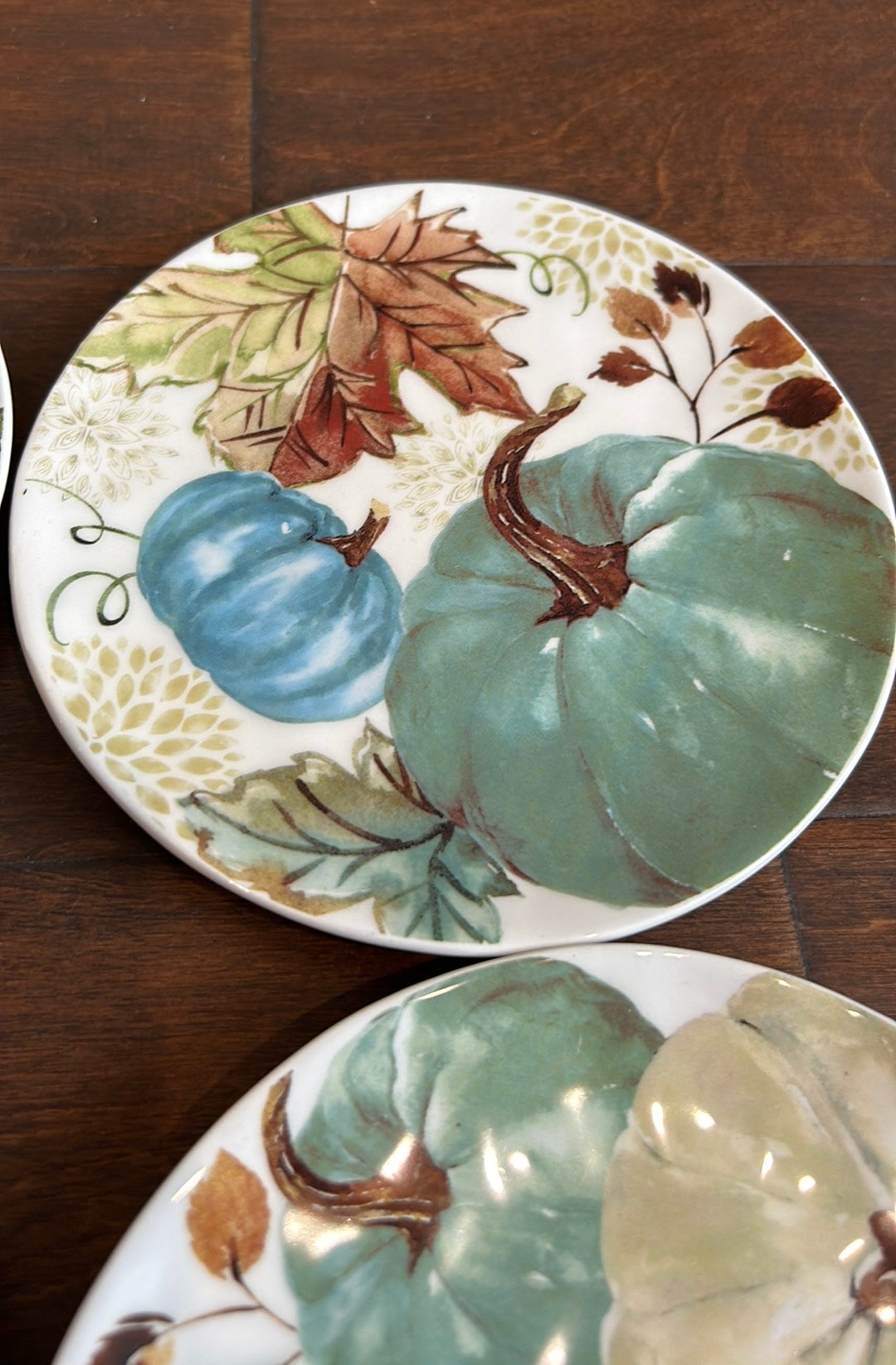 Potter’s Studio CERAMICS BOTANICAL PUMPKIN Appetizer Dessert Plates Set of 4 New