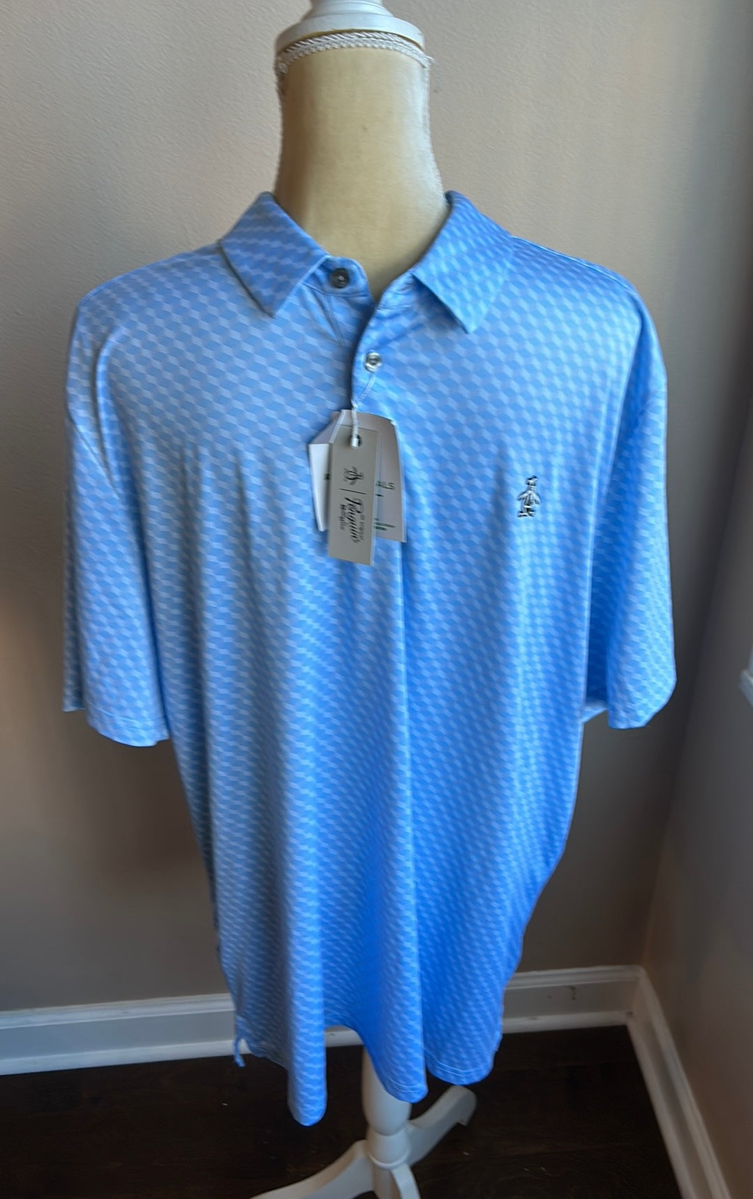 Original Penguin Men’s Polo Shirt Sz XL $89 Blue Printed