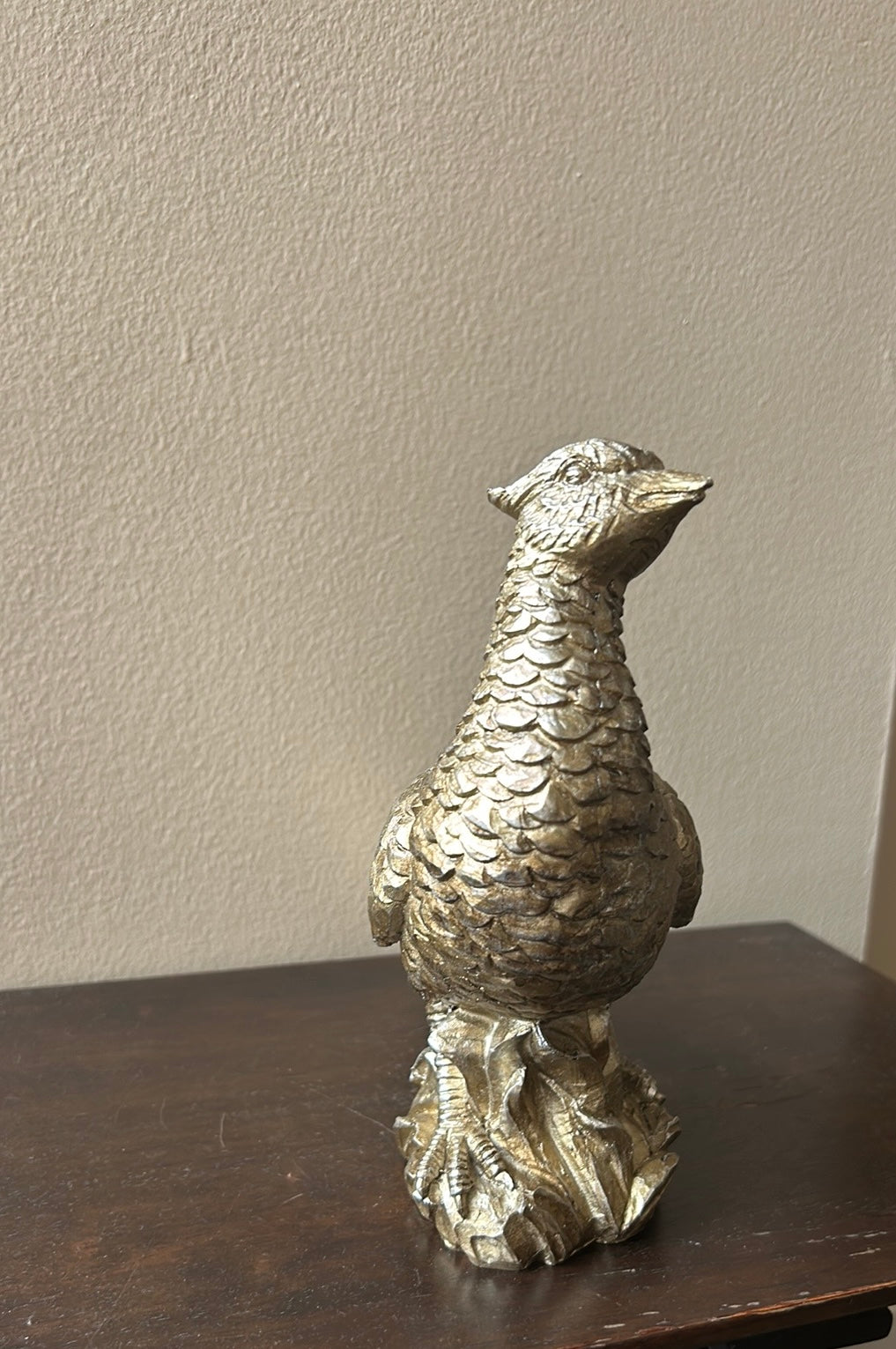 New Dull Gold Pheasant Centerpiece Fall Thanksgiving 9” Tall