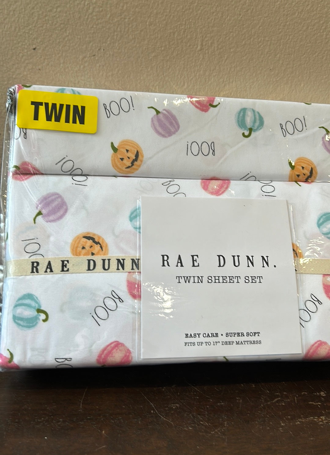 RAE DUNN Halloween Twin Sheet Set Colorful Jackolantern Pumpkins Sheet Set New