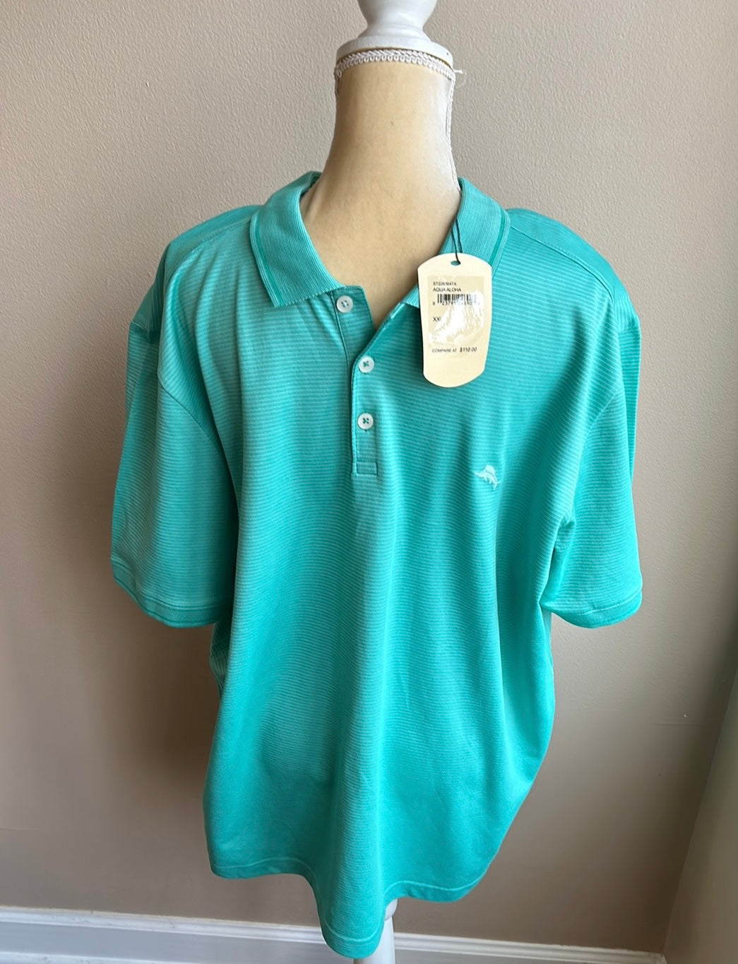 NEW TOMMY BAHAMA MENS SHORT SLEEVE POLO SHIRT AQUA ALOHA GREEN 2XL