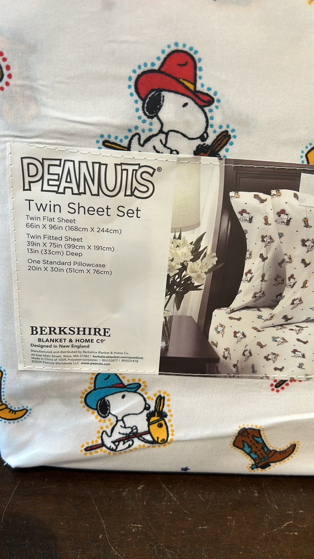 Berkshire Peanuts Snoopy Cowboy Western Rodeo Twin Bed Sheet Set New