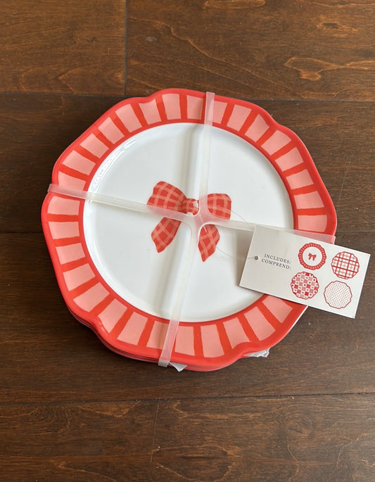 Cupcakes & Cashmere Set Of 4 Salad Plates New Bows Hearts Dots Valentines