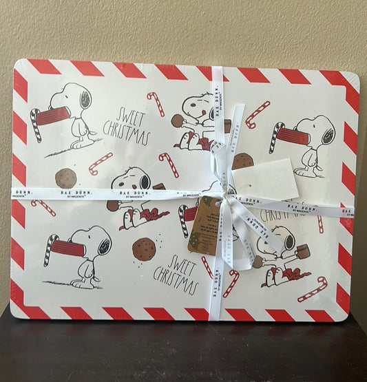 Rae Dunn Set Of 4 Snoopy Cork Placemats New Christmas Candy Cane