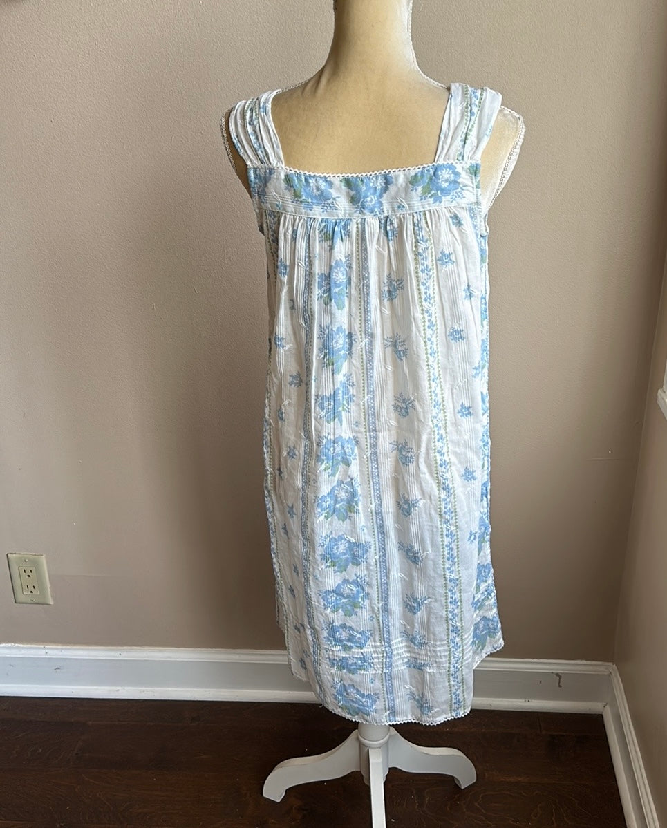 Rachel Ashwell Nightgown Cotton Blue White New Lace Floral