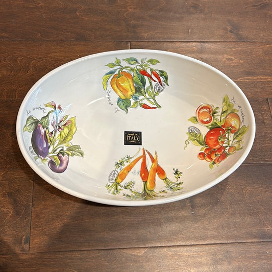 Effetti 14"x10" Pasta/Serving Bowl Vegetables, Handmade in ITALY  NEW