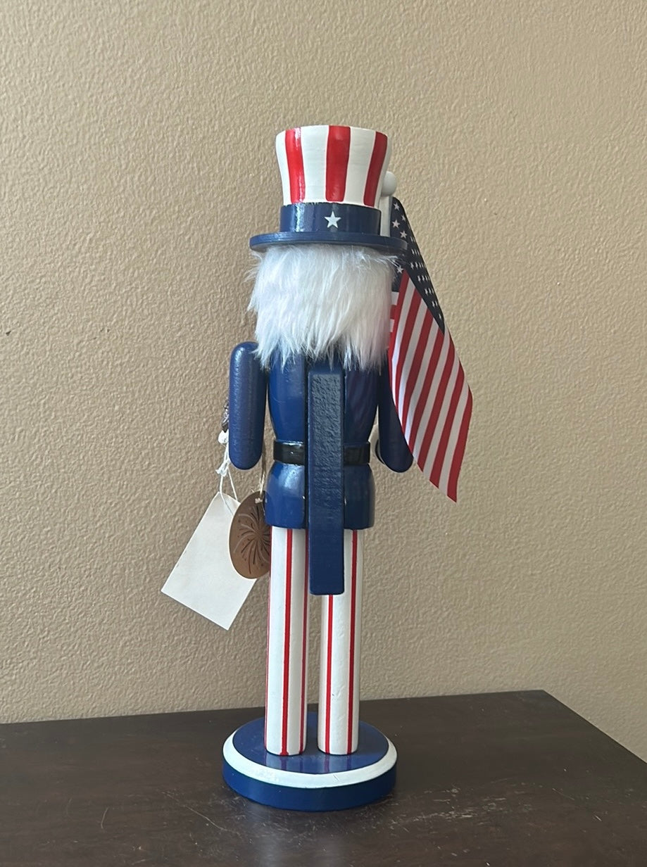 Stars & Stripes Americana Wood Nutcracker Eagle July 4th Red White Blue Flag