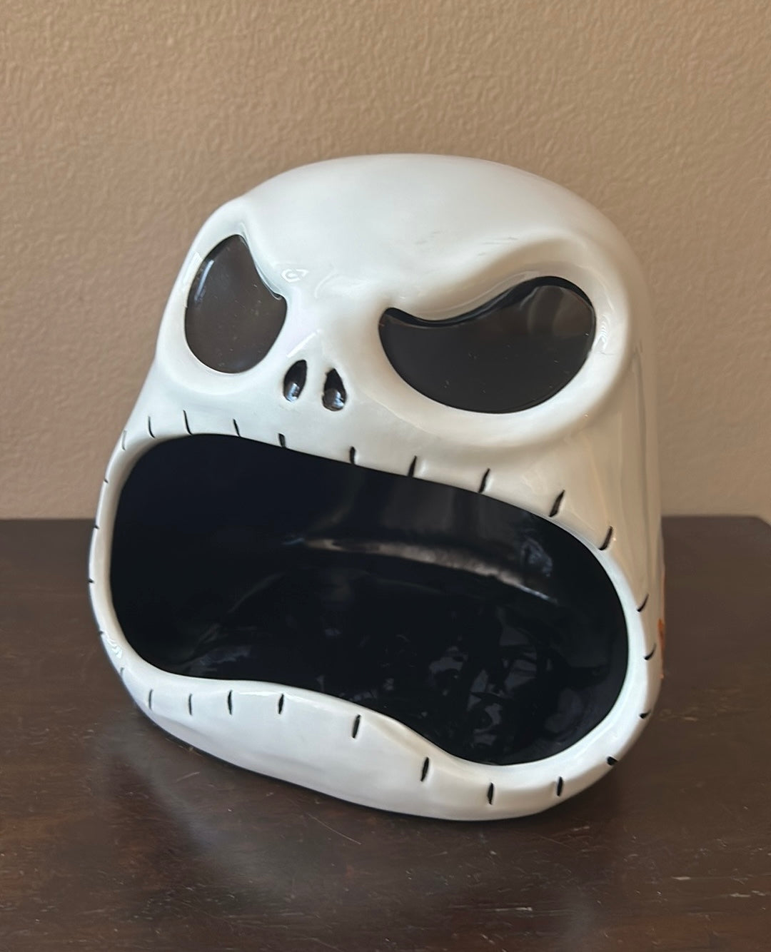 Nightmare Before Christmas Open Mouth Jack Skellington Ceramic Candy Bowl New