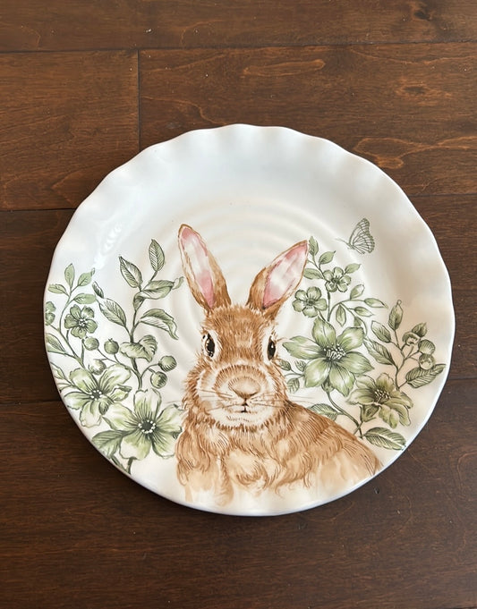 Set Of 4 Salad Plates 9 1/4” Easter Bunny Floral Spring New