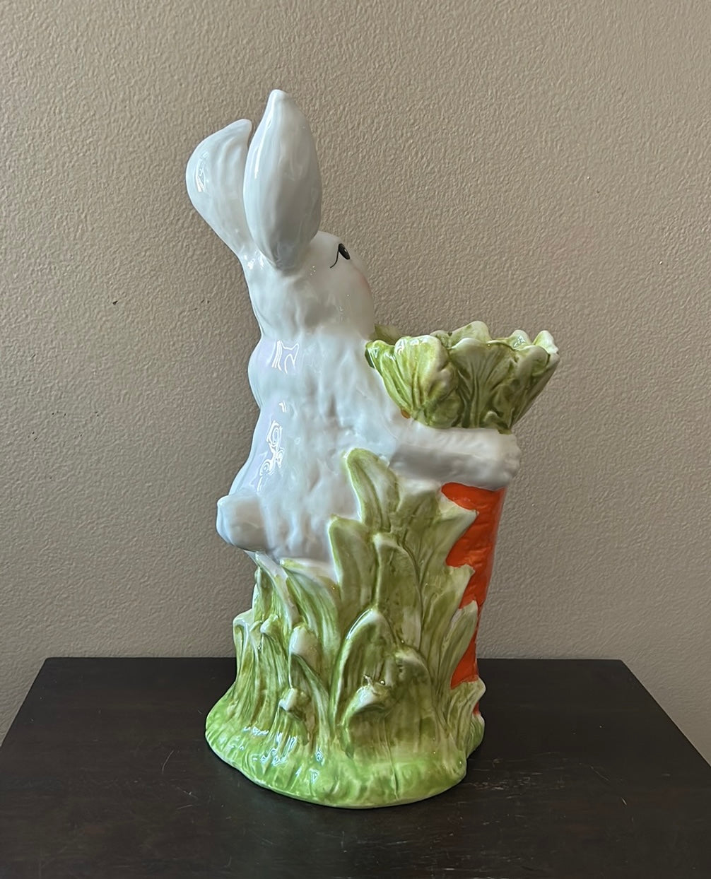 Cute Easter Bunny With Carrot Vase New Spring Decor Ceramic 14”