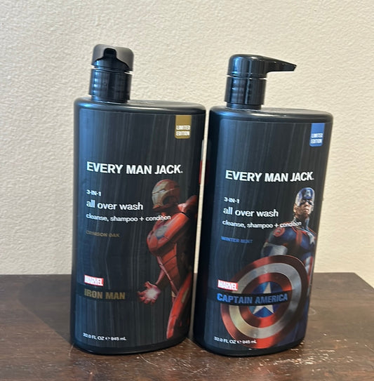 2 pc set every man Jack marvel 3 In 1 body wash Iron Man New