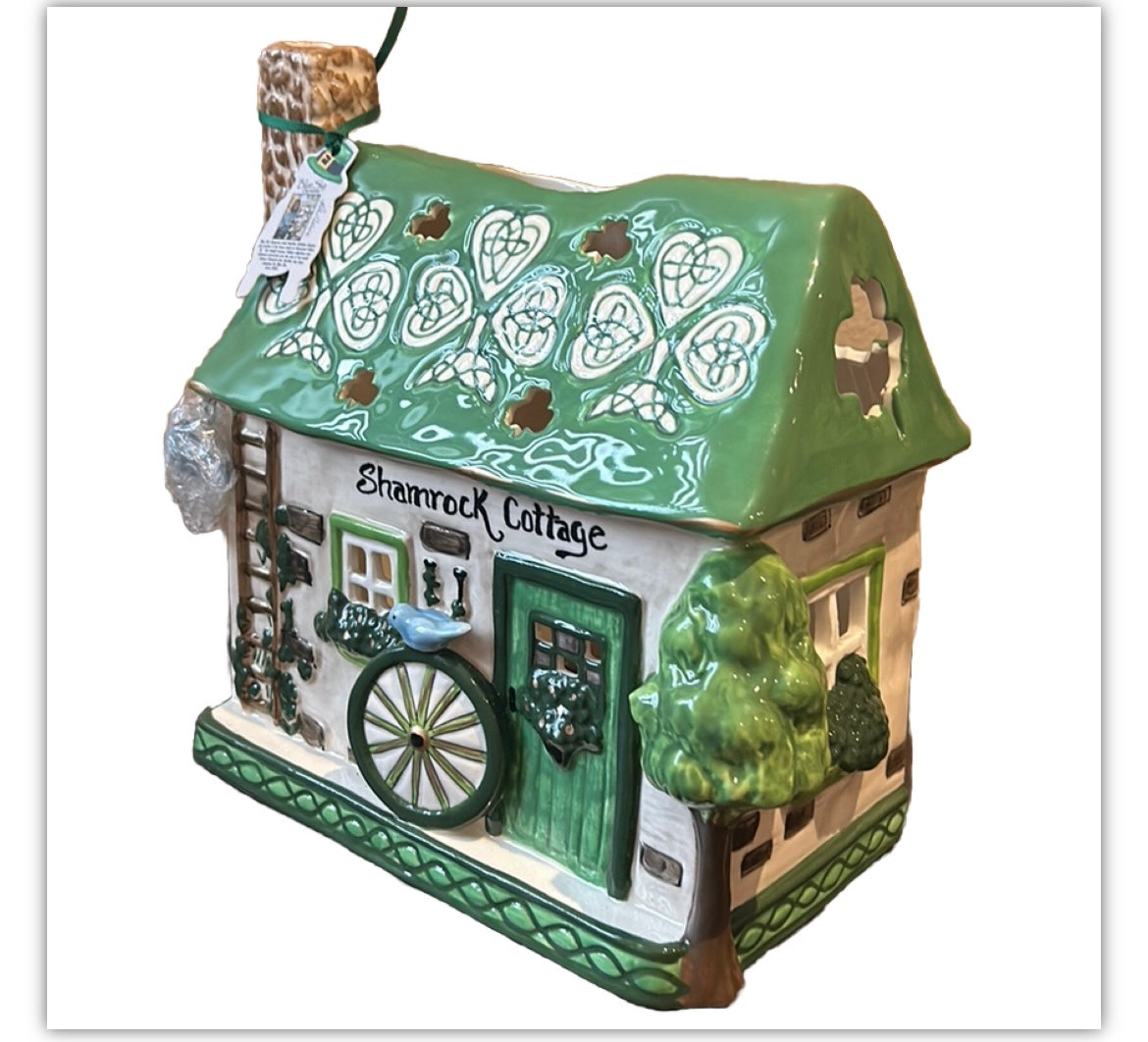 Blue Sky Clayworks Shamrock Cottage St Patricks Candle House Heather Goldminc