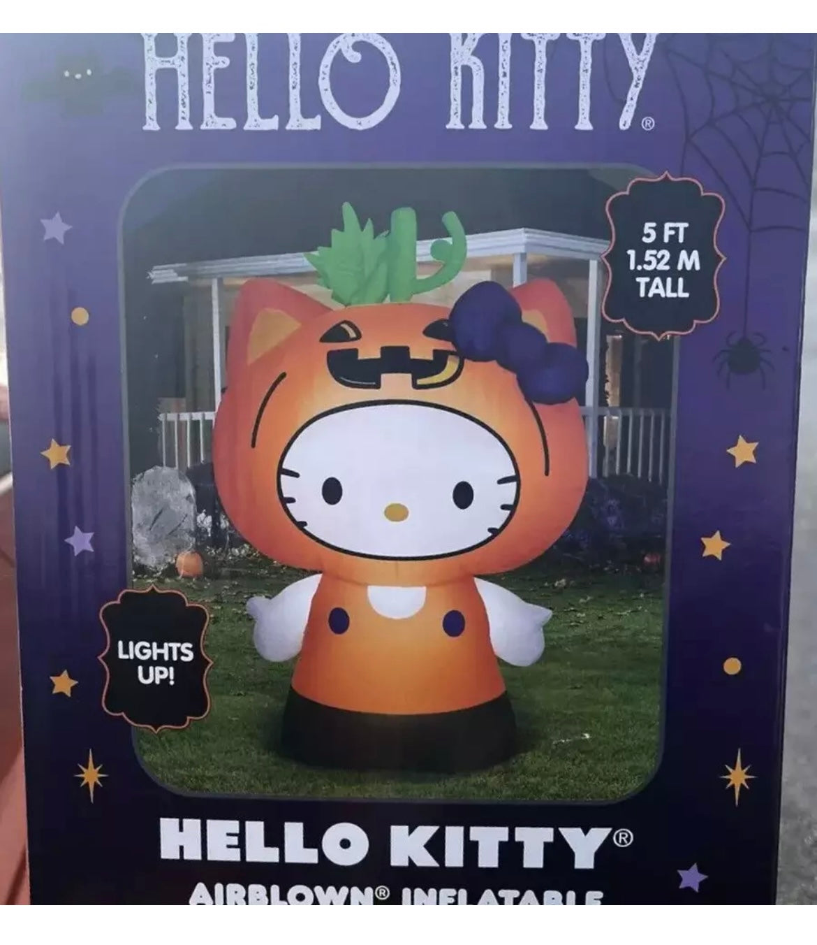 New 2024 Hello Kitty Halloween Pumpkin Airblown Inflatable 5ft Yard Decor