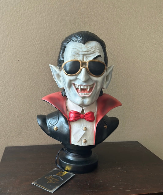 Count Dracula Wearing Sunglasses Halloween Bust Statue Decor 13” New Figurine