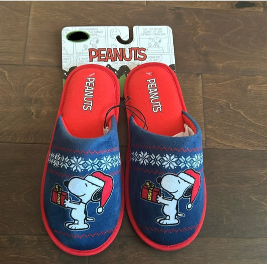 Peanuts Snoopy Womens Christmas Slippers Snowflake New