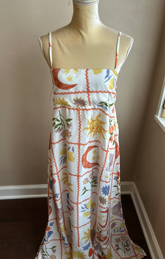 Paper Heart Womens Spring Summer  Dress Sz L Fruits Floral New