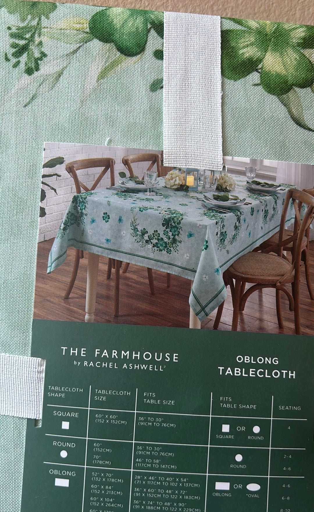 Rachel Ashwell St Patrick’s Day Green White 3 Leaf Clover Tablecloth 60”x 120”