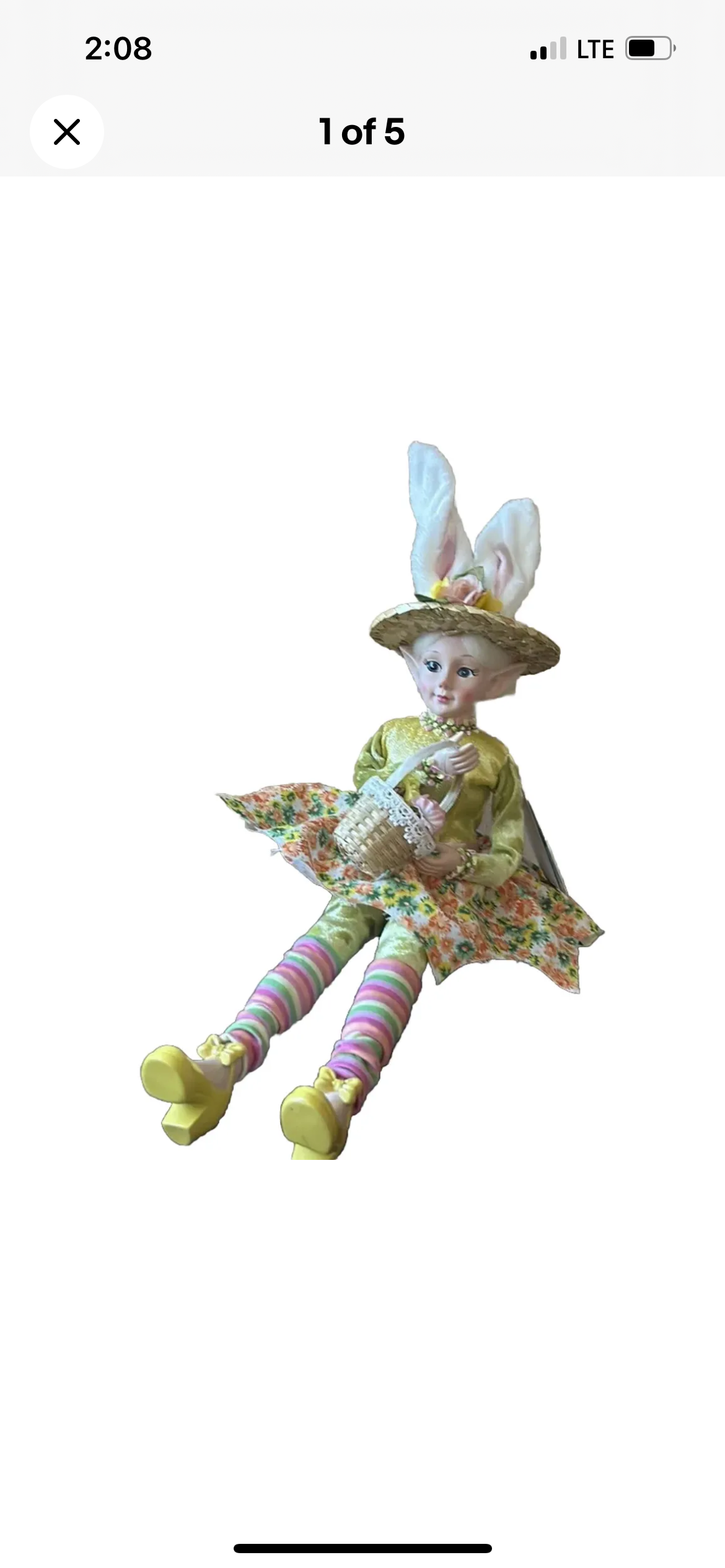 Cynthia Rowley Easter Elf Fairy Doll 16" Shelf Sitter Holding Flower Basket