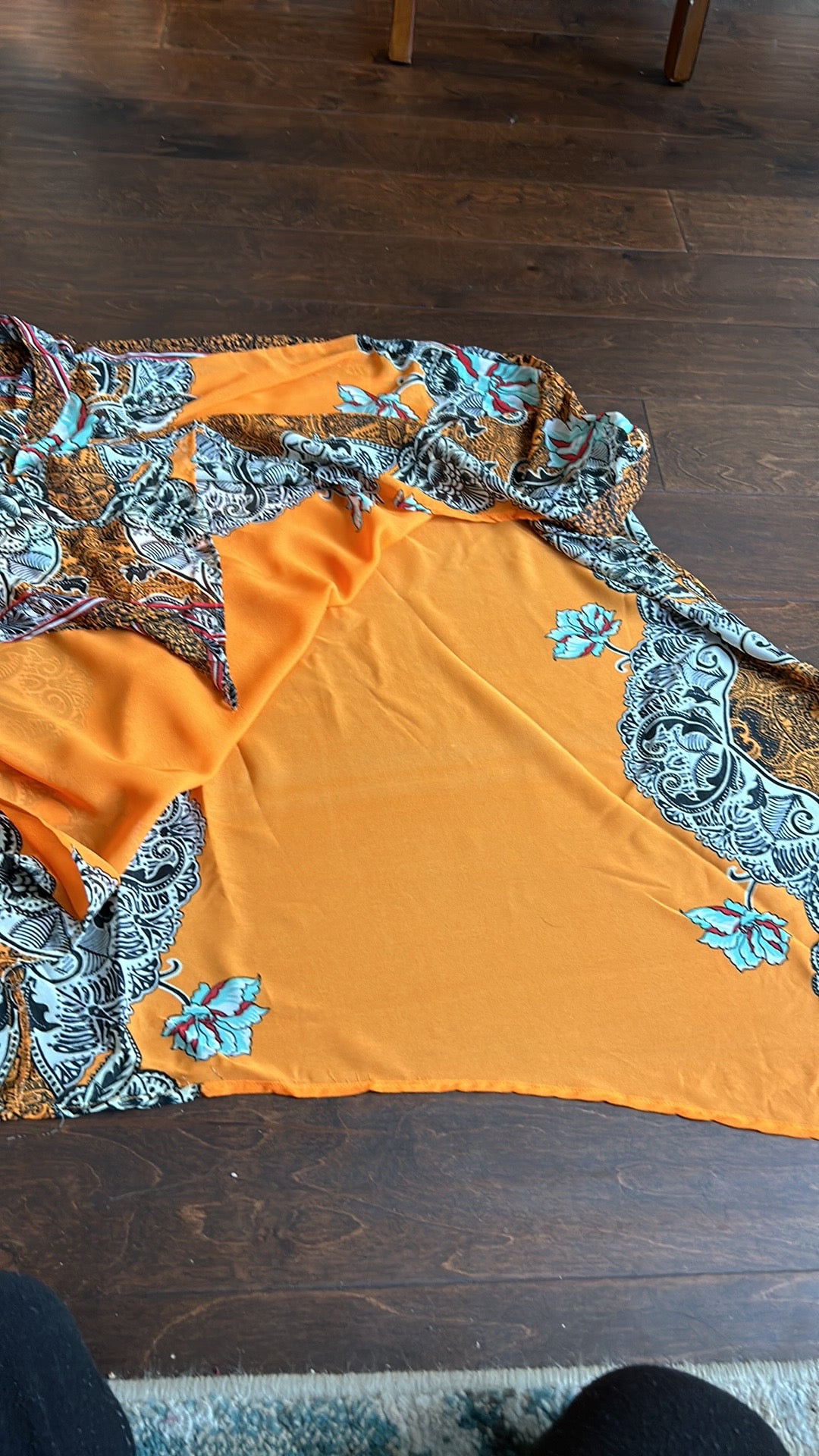 New Womens Plus Sz 1X  Swim Coverup Top Caftan Style Sheer Printed Orange